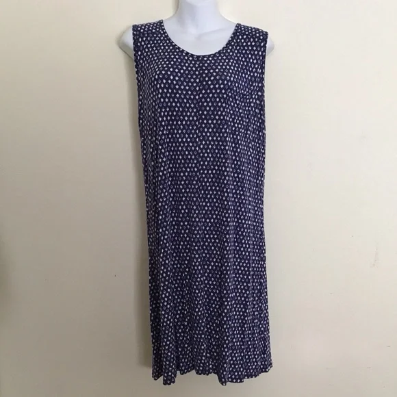 nautica blue dress Nautica Size medium Striped Blue Dress 3/4 sleeve cotton elastane stretch